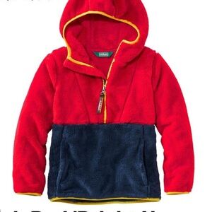 L.L.Bean Kids Hi-Pile Fleece Color-Block Jacket large 14-16 red / navy